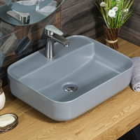 800-320355MG Фигурный умывальник накладной серый матовый 510х405х140 MELANA