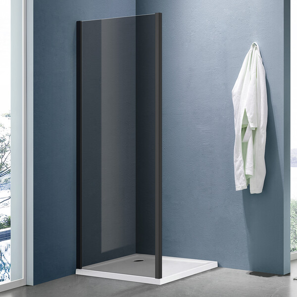 Боковая часть душ. ограждения SANTREK AQUA Lea- SP-1000-Т-Matt Black 1000*1850 стекло Тонированное 5мм, профиль Чёрный