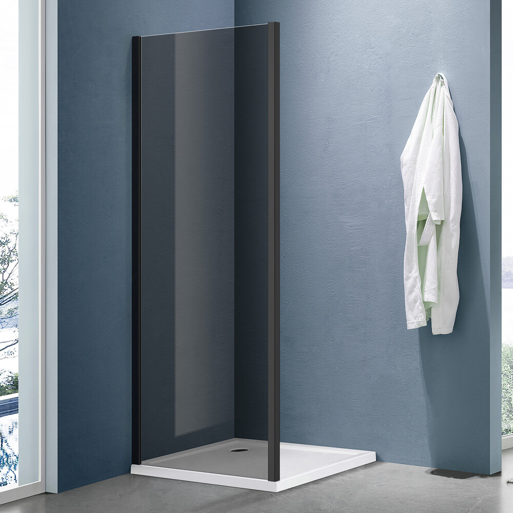Боковая часть душ. ограждения SANTREK AQUA Lea- SP-700-Т-Matt Black 700*1850 стекло Тонированное 5мм, профиль Черный