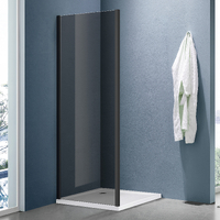 Боковая часть душ. ограждения SANTREK AQUA Lea- SP-700-Т-Matt Black 700*1850 стекло Тонированное 5мм, профиль Черный