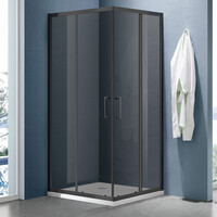 Душевое ограждение SANTREK AQUA Lea-CR-900-Т-Matt Black 900*900*1850 Г-обр. стекло Тонированное 5мм, профиль Чёрный 