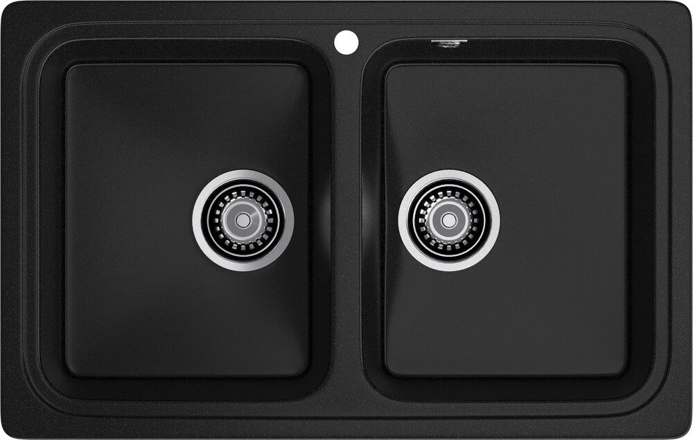 Мойка SANTREK AQUA PRO BOXY SA-S780K  2 чаши 780*510 мм (черный-308) (без сифона)