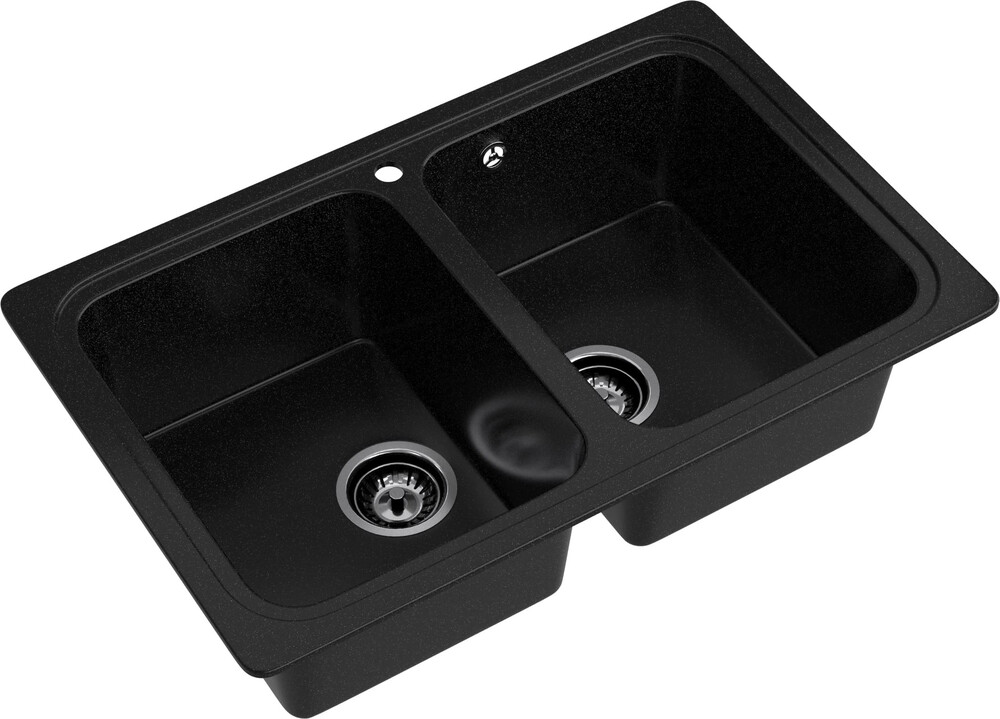 Мойка SANTREK AQUA PRO BOXY SA-S780K  2 чаши 780*510 мм (черный-308) (без сифона)