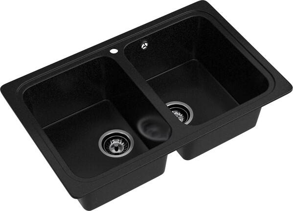 Мойка SANTREK AQUA PRO BOXY SA-S780K  2 чаши 780*510 мм (черный-308) (без сифона)