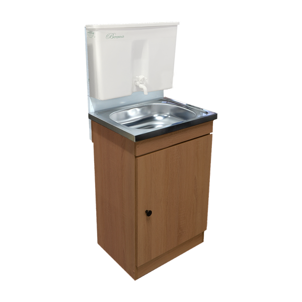 Умывальник "Весна" без ЭВН Пластиковый бак (тумба ЛДСП Ольха темный, мойка Нержавейка 40*50, бак 17л)