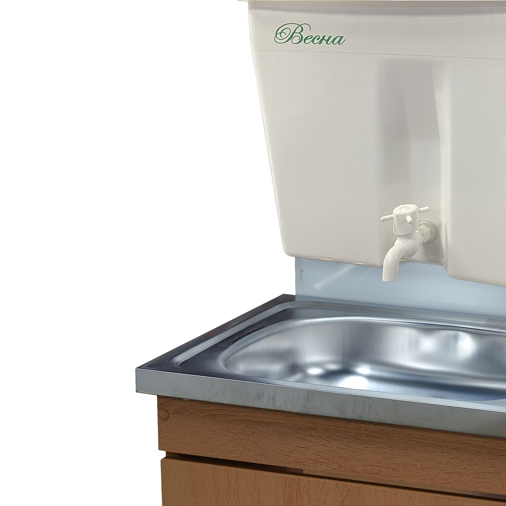 Умывальник "Весна" без ЭВН Пластиковый бак (тумба ЛДСП Ольха темный, мойка Нержавейка 40*50, бак 17л)