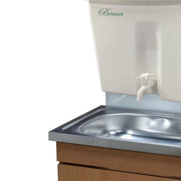 Умывальник "Весна" без ЭВН Пластиковый бак (тумба ЛДСП Ольха темный, мойка Нержавейка 40*50, бак 17л)