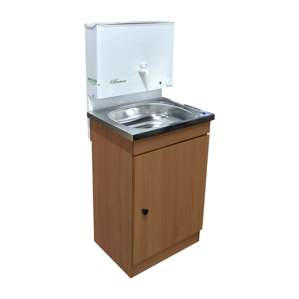 Умывальник "Весна" с ЭВН (тумба ЛДСП Ольха темный, мойка Нержавейка 40*50, бак 17л) 1,25кВт