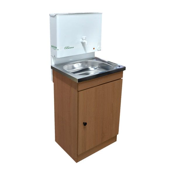 Умывальник "Весна" с ЭВН (тумба ЛДСП Ольха темный, мойка Нержавейка 40*50, бак 17л) 1,25кВт