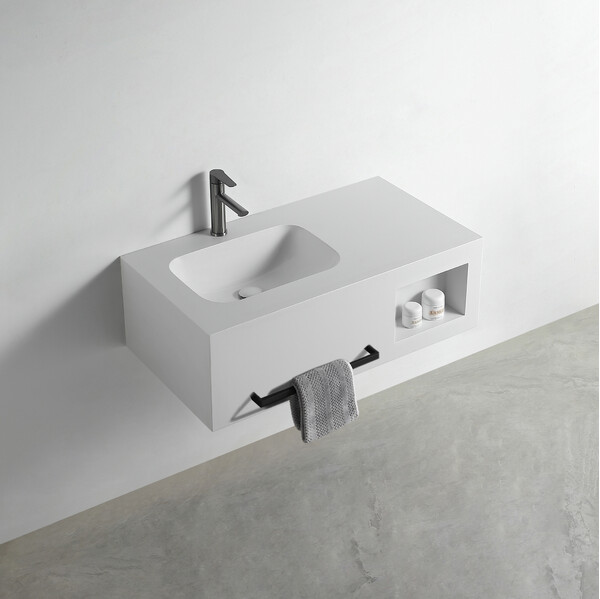 Раковина со столешницей из керамогранита HOLLER ALBA 800 (07-80-Matte White) белый, подвесная