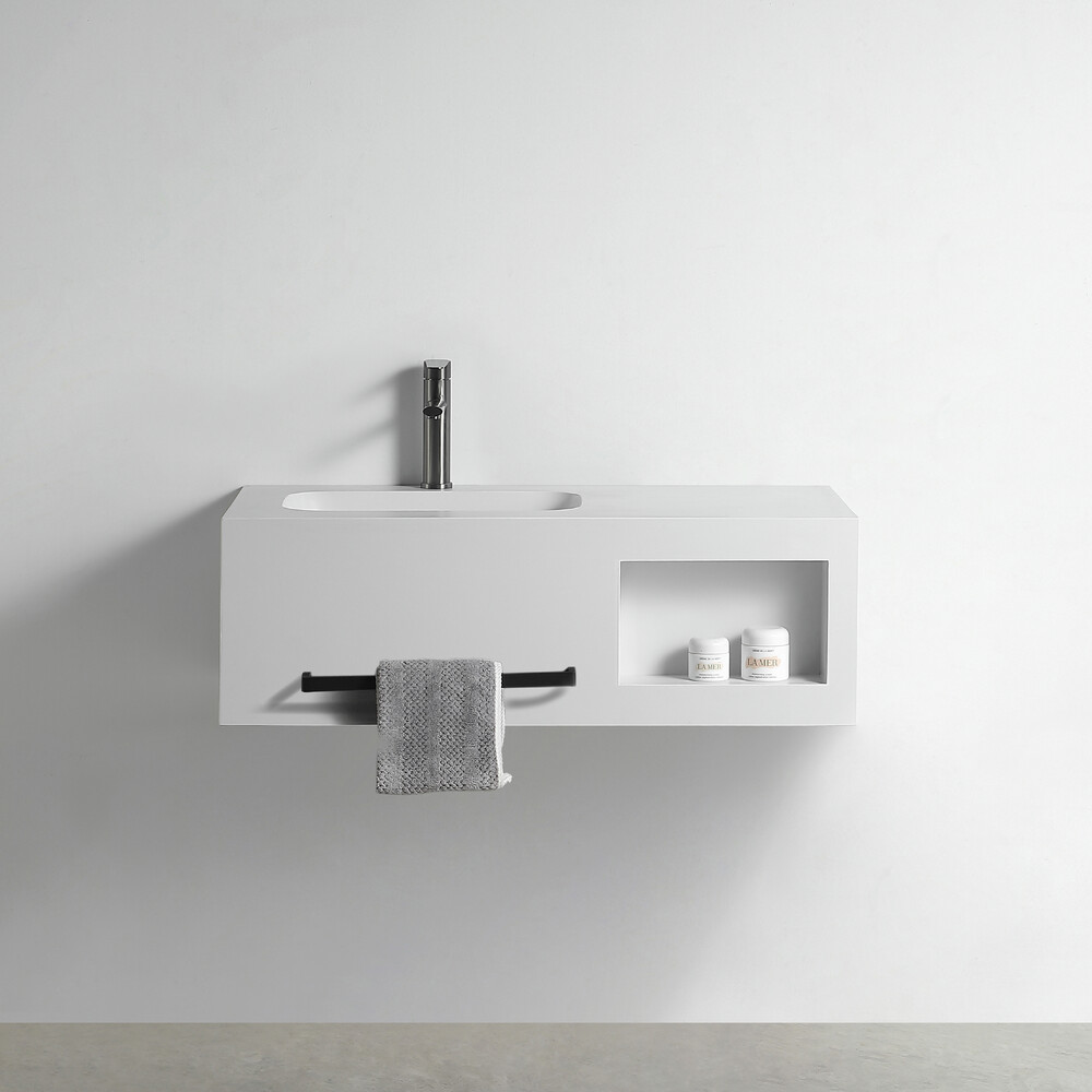 Раковина со столешницей из керамогранита HOLLER ALBA 800 (07-80-Matte White) белый, подвесная