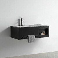 Раковина со столешницей из керамогранита HOLLER ALBA 800 (07-80-Matte Black) чёрный, подвесная