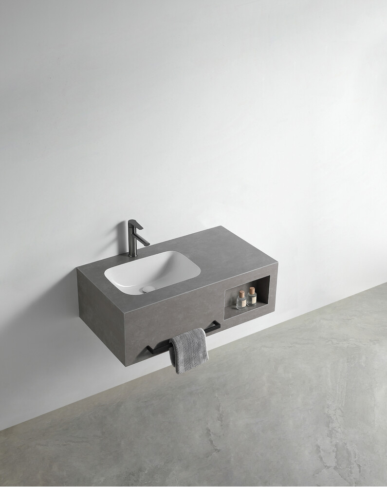Раковина со столешницей из керамогранита HOLLER ALBA 800 (07-80-Matte Grey) серый, подвесная