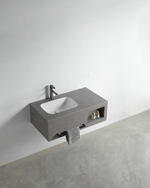 Раковина со столешницей из керамогранита HOLLER ALBA 800 (07-80-Matte Grey) серый, подвесная