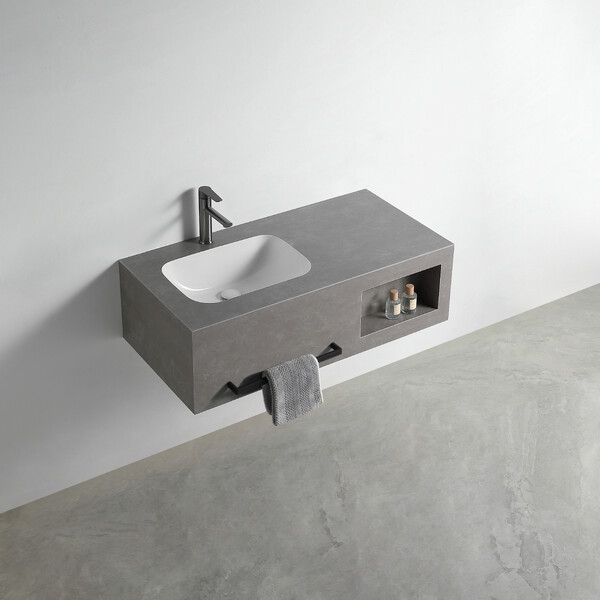 Раковина со столешницей из керамогранита HOLLER ALBA 1000 (07-100-Matte Grey) серый, подвесная