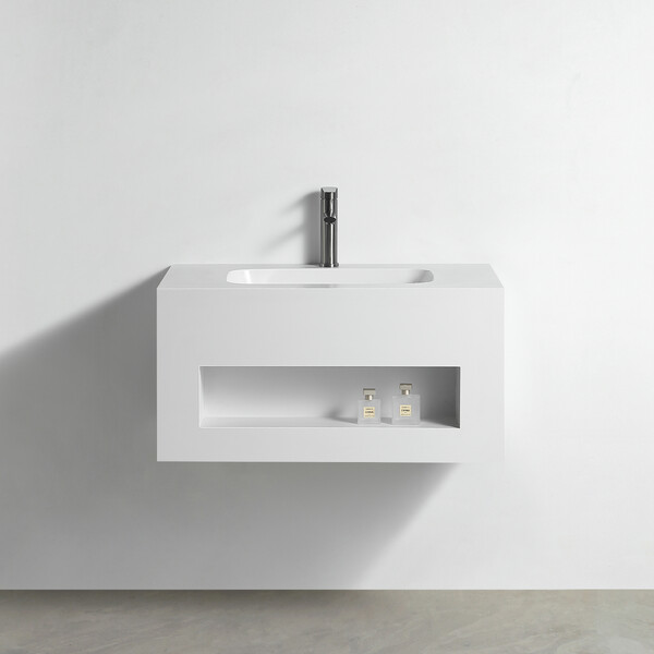 Раковина со столешницей из керамогранита HOLLER TERRA 800 (21-80-Matte White) белый, подвесная