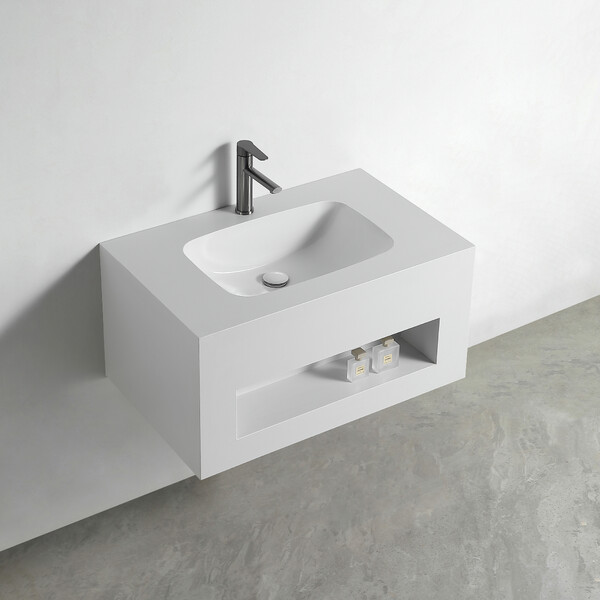 Раковина со столешницей из керамогранита HOLLER TERRA 800 (21-80-Matte White) белый, подвесная