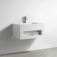 Раковина со столешницей из керамогранита HOLLER TERRA 800 (21-80-Matte White) белый, подвесная