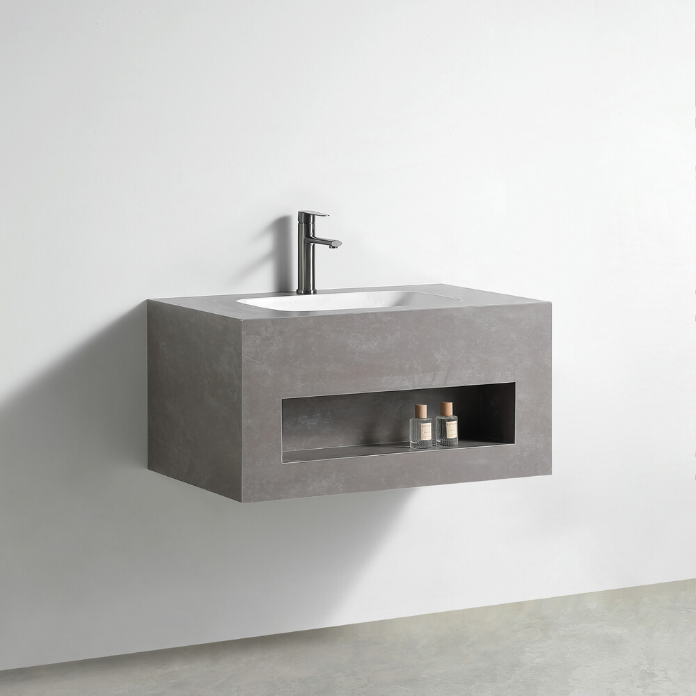 Раковина со столешницей из керамогранита HOLLER TERRA 800 (21-80-Matte Grey) серый, подвесная