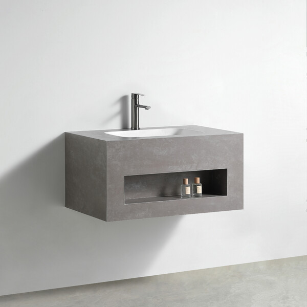 Раковина со столешницей из керамогранита HOLLER TERRA 800 (21-80-Matte Grey) серый, подвесная