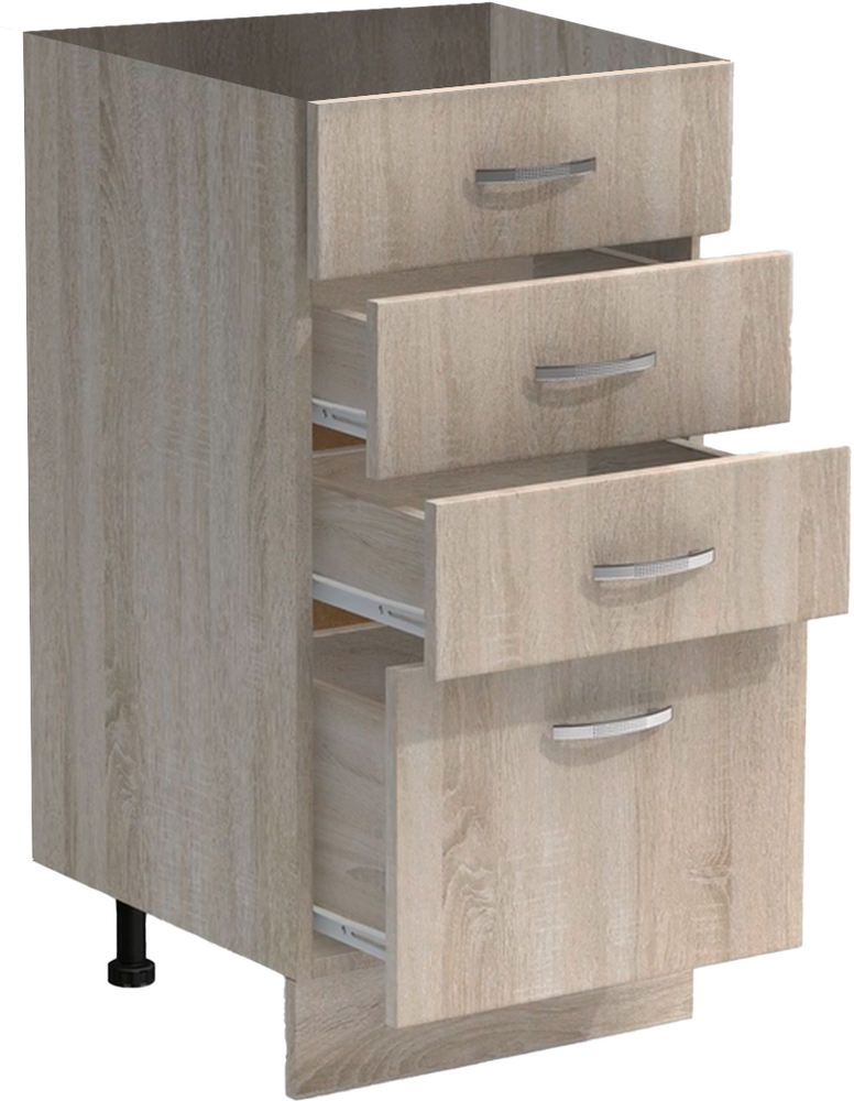 Рабочий стол 40 цвет Дуб сонома (3+1 ящик) без столешницы SANTREK HOME (ЛДСП)