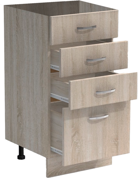 Рабочий стол 40 цвет Дуб сонома (3+1 ящик) без столешницы SANTREK HOME (ЛДСП)