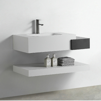 Раковина со столешницей из керамогранита HOLLER DUO 800 (15-80-Matte White / Matte Black) белый/чёрный, подвесная (3 части)