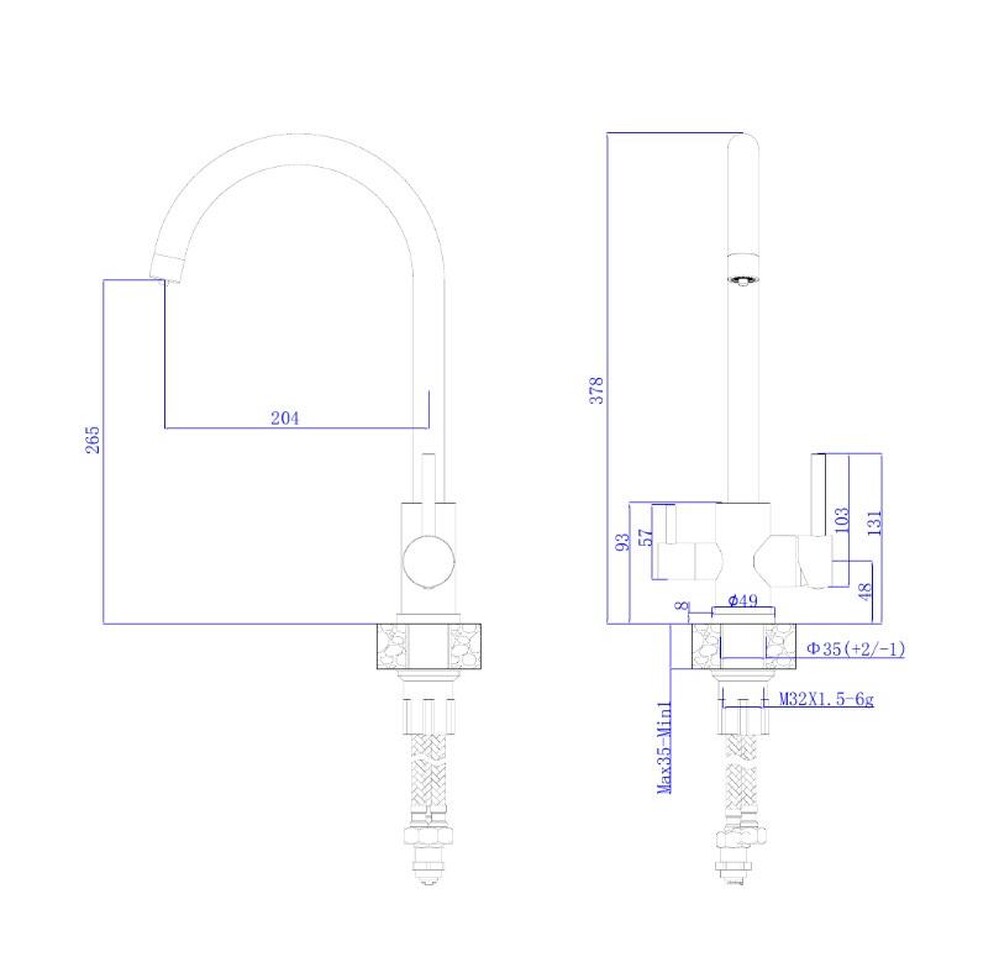  Смеситель для кухонной мойки с фильтром RUSH SUS9035-37Grey графит      НОВИНКА !!!