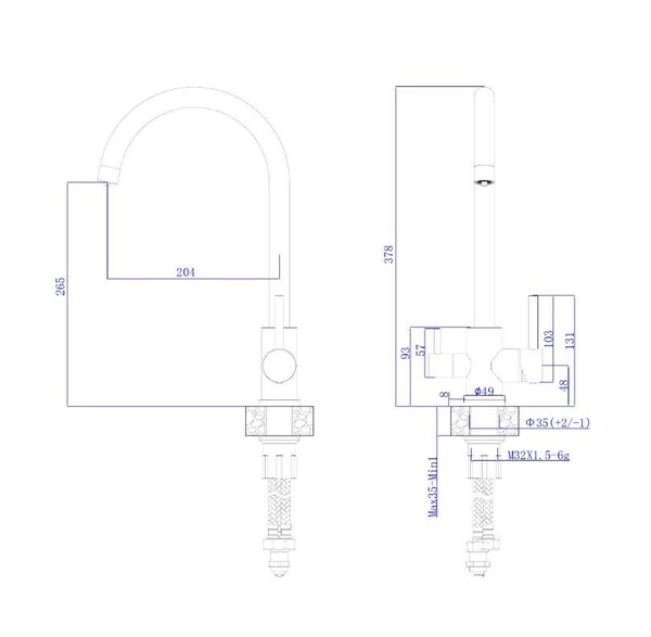  Смеситель для кухонной мойки с фильтром RUSH SUS9035-37Grey графит      НОВИНКА !!!