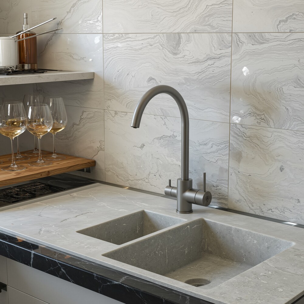  Смеситель для кухонной мойки с фильтром RUSH SUS9035-37Grey графит      НОВИНКА !!!