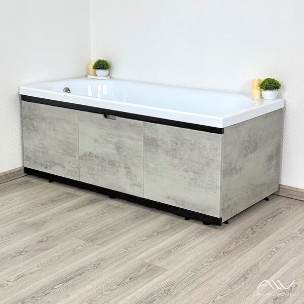 Экран под ванну 1,7 м МДФ Rita Black Серый бетон Alavann