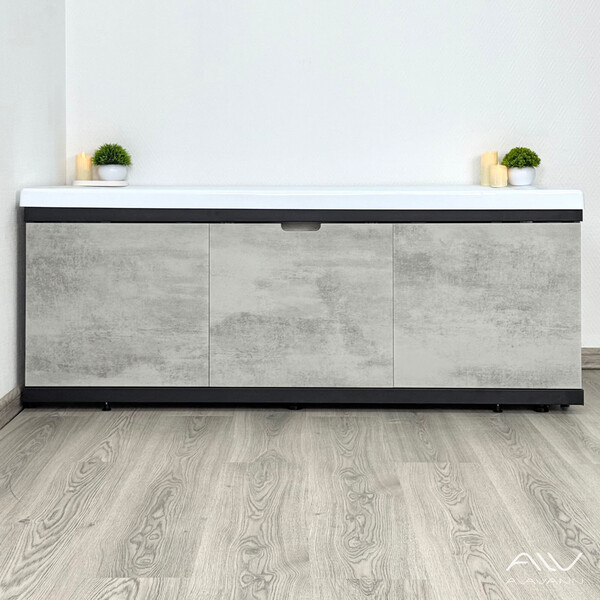 Экран под ванну 1,7 м МДФ Rita Black Серый бетон Alavann