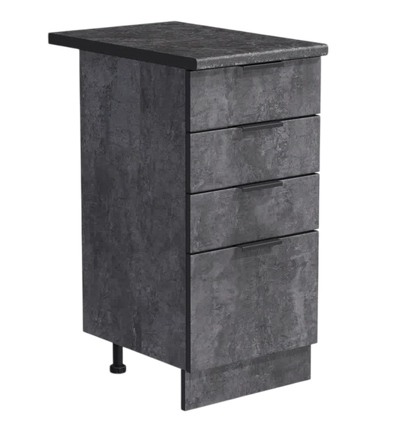 Рабочий стол 40 цвет Бетон темный (3+1 ящик) столешница Луна SANTREK HOME (ЛДСП)