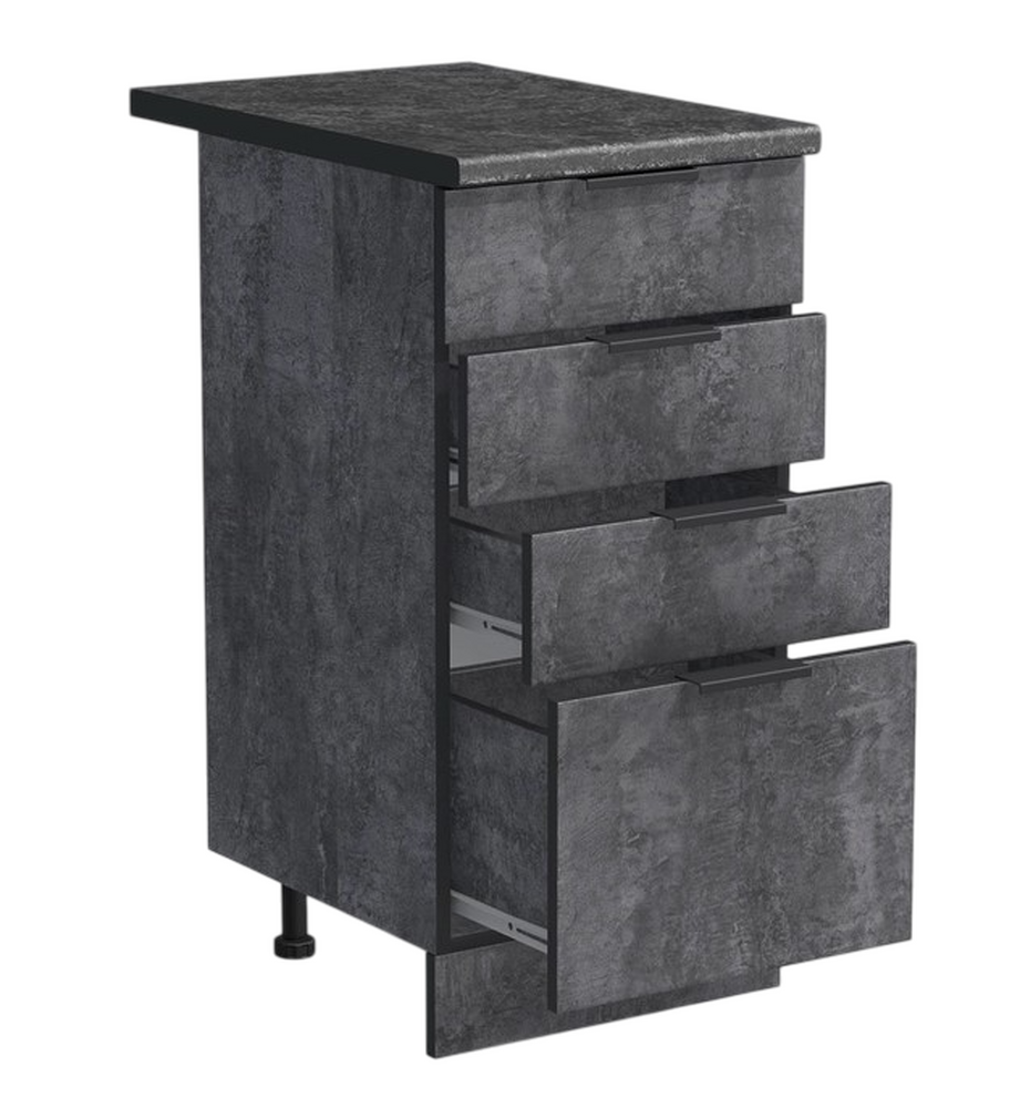 Рабочий стол 40 цвет Бетон темный (3+1 ящик) столешница Луна SANTREK HOME (ЛДСП)