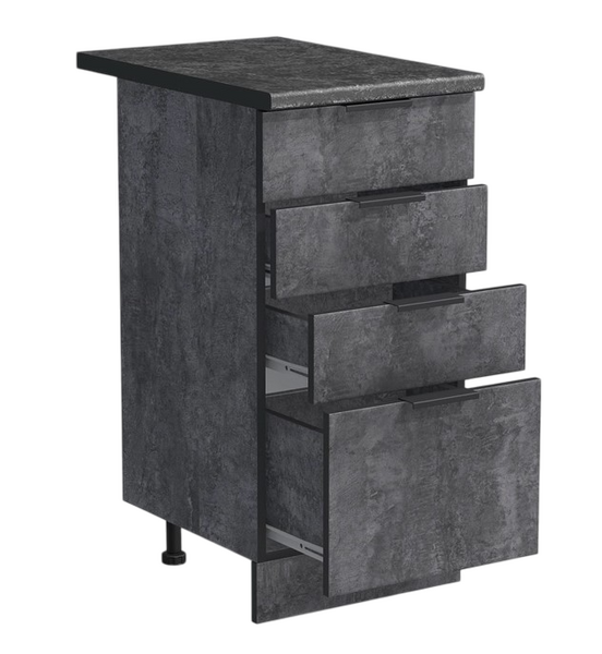 Рабочий стол 40 цвет Бетон темный (3+1 ящик) столешница Луна SANTREK HOME (ЛДСП)