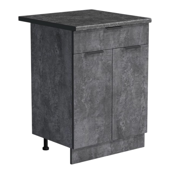 Рабочий стол 60 цвет Бетон темный (1 ящик) столешница Луна SANTREK HOME (ЛДСП)