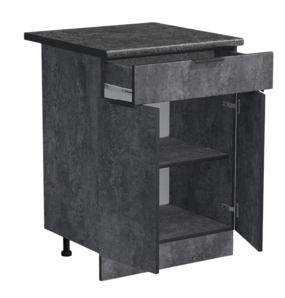 Рабочий стол 60 цвет Бетон темный (1 ящик) столешница Луна SANTREK HOME (ЛДСП)