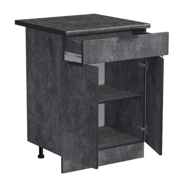 Рабочий стол 60 цвет Бетон темный (1 ящик) столешница Луна SANTREK HOME (ЛДСП)