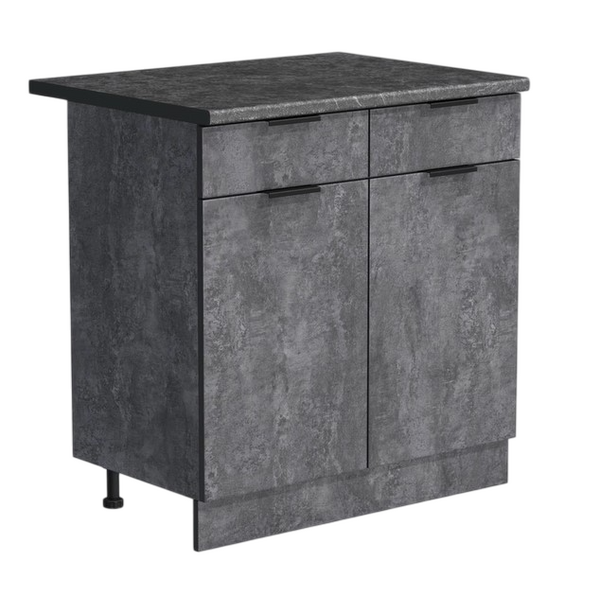 Рабочий стол 80 цвет Бетон темный (2 ящика) столешница Луна SANTREK HOME (ЛДСП)
