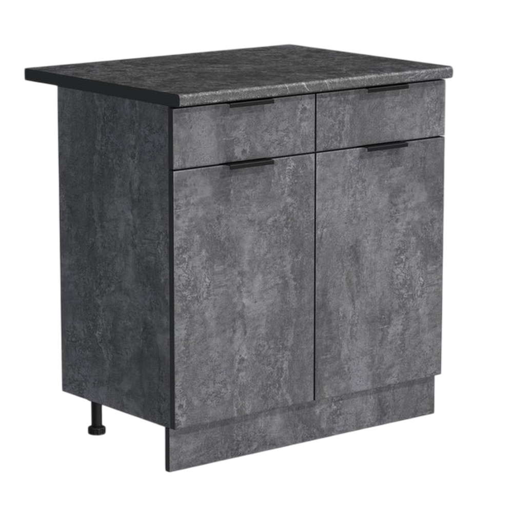 Рабочий стол 80 цвет Бетон темный (2 ящика) столешница Луна SANTREK HOME (ЛДСП)