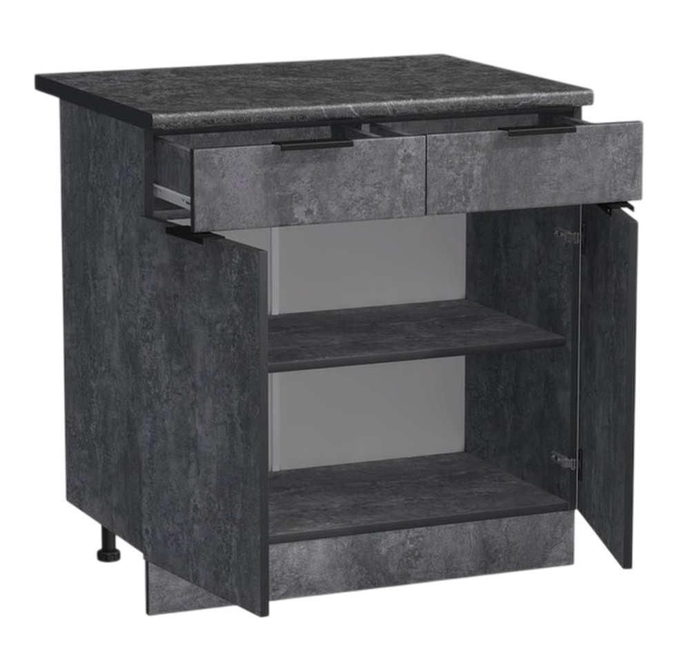 Рабочий стол 80 цвет Бетон темный (2 ящика) столешница Луна SANTREK HOME (ЛДСП)