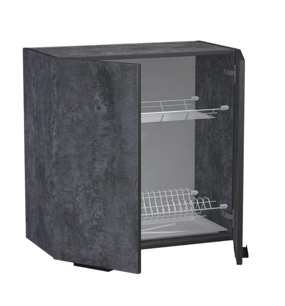 Шкаф для посуды 60 цвет Бетон темный (под сушку) SANTREK HOME (ЛДСП)