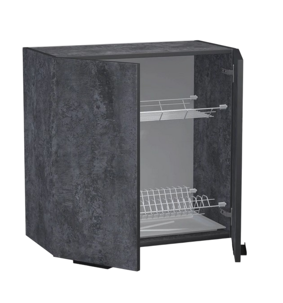 Шкаф для посуды 60 цвет Бетон темный (под сушку) SANTREK HOME (ЛДСП)