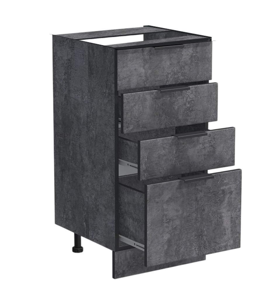 Рабочий стол 40 цвет Бетон темный (3+1 ящик) без столешницы SANTREK HOME (ЛДСП)