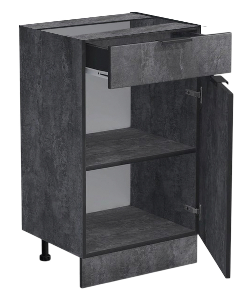 Рабочий стол 50 цвет Бетон темный (1 ящик) без столешницы SANTREK HOME (ЛДСП)