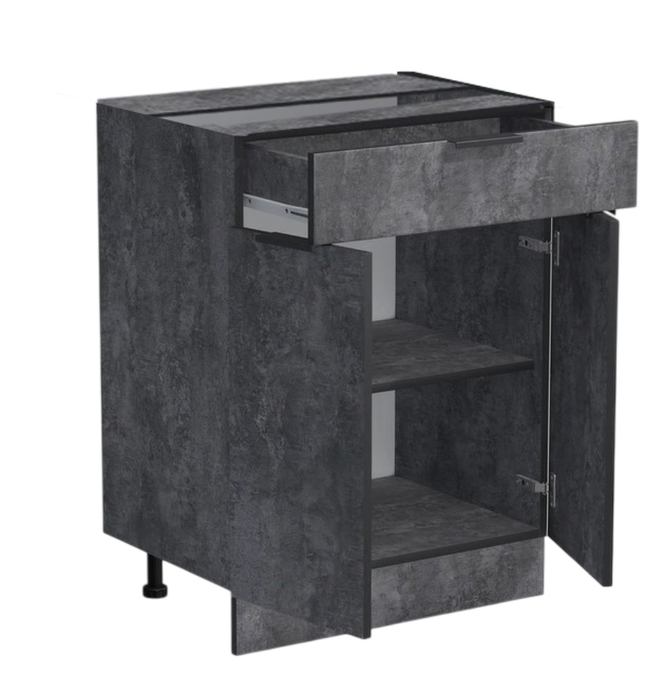 Рабочий стол 60 цвет Бетон темный (1 ящик) без столешницы SANTREK HOME (ЛДСП)