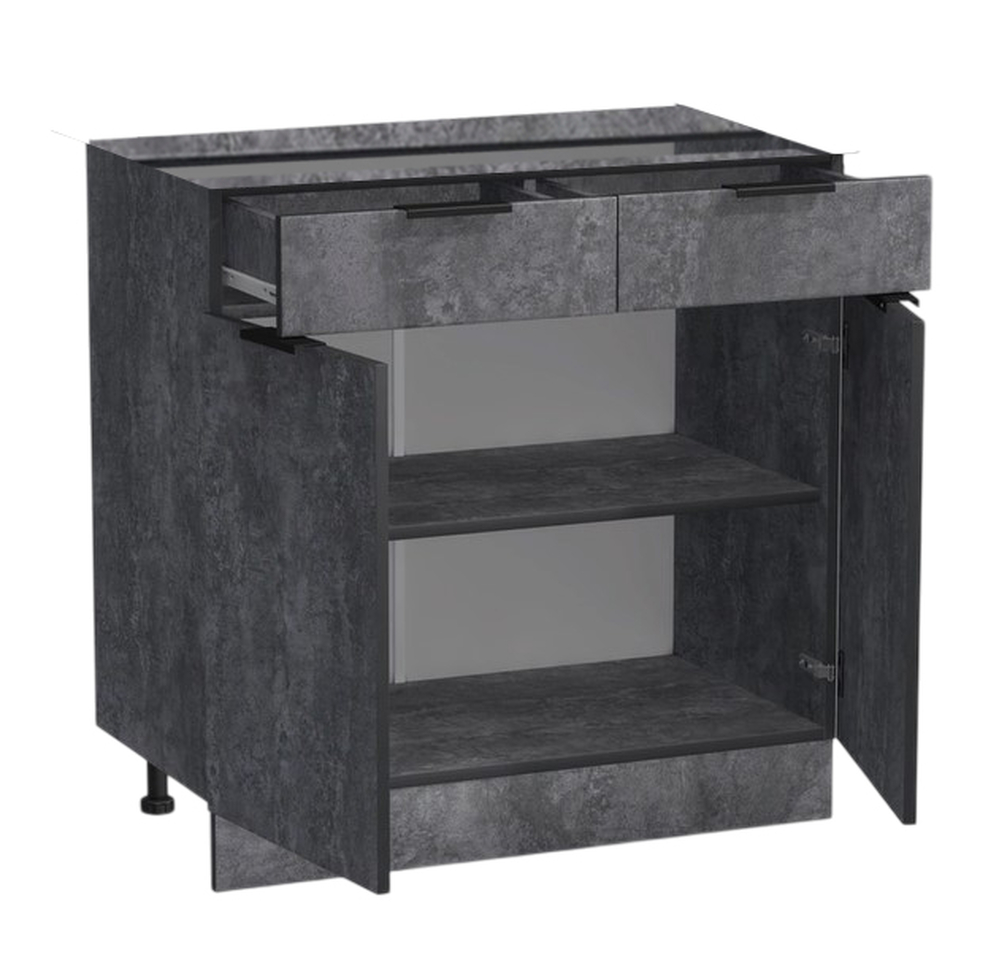 Рабочий стол 80 цвет Бетон темный (2 ящика) без столешницы SANTREK HOME (ЛДСП)
