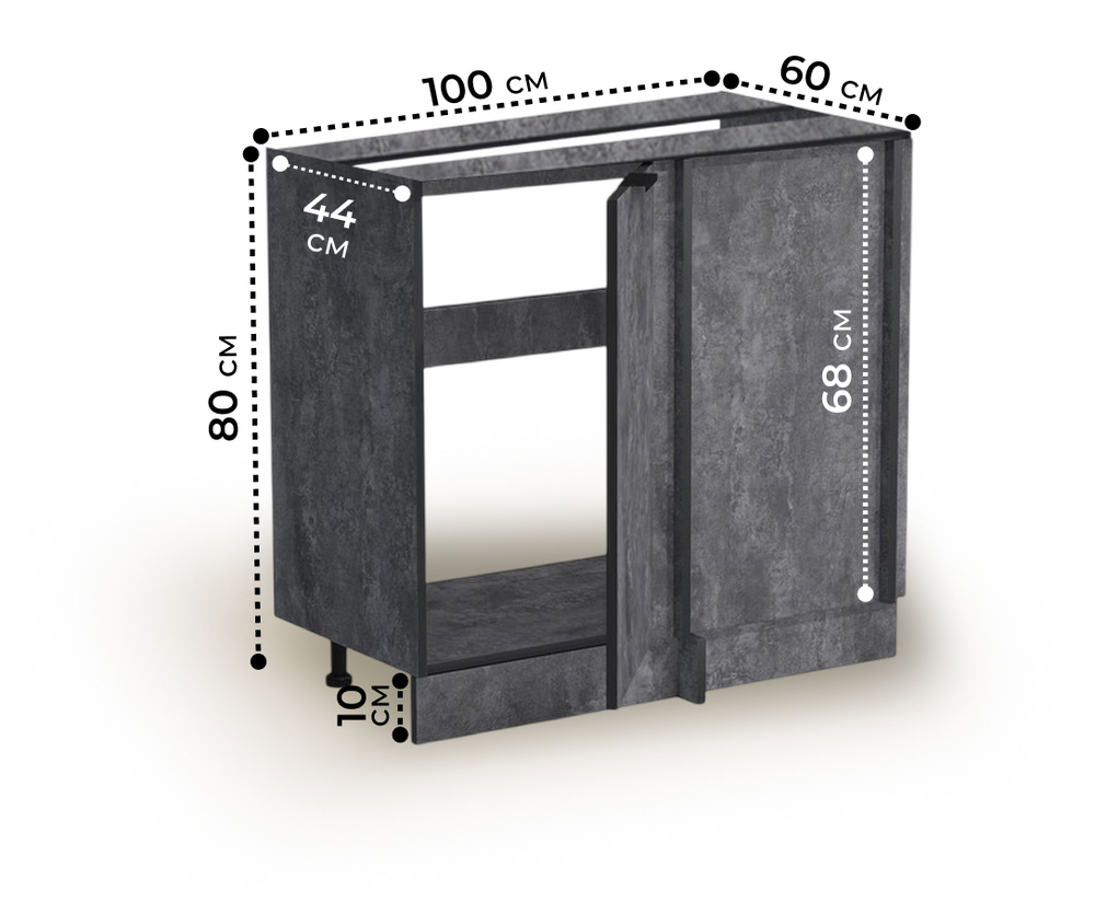 Рабочий стол угловой универсальный 100 цвет Бетон темный без столешницы SANTREK HOME (ЛДСП)