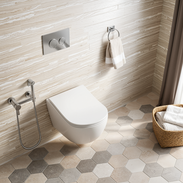  Унитаз подвесной безободковый D&K München DT1566516, 520*360*360мм, сиденье микролифт, белый НОВИНКА!!! смыв "Торнадо"