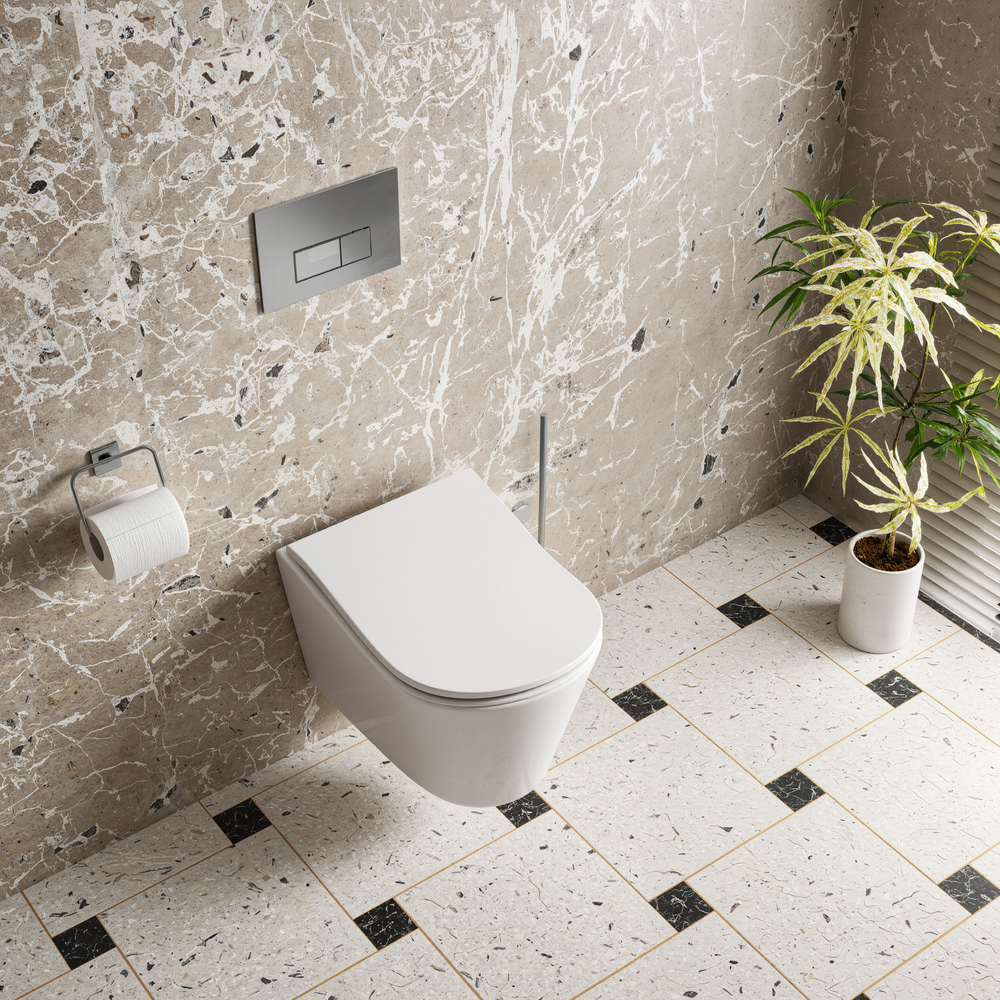  Унитаз подвесной безободковый D&K Bamberg DT1556516, 520*360*360мм, сиденье микролифт, белый НОВИНКА!!! смыв "Торнадо"